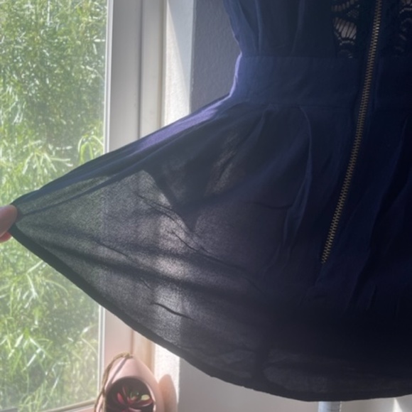 Liberty Love | Navy Floral Babydoll Lace Blouse With Back Zipper | Size S - Picture 9 of 12